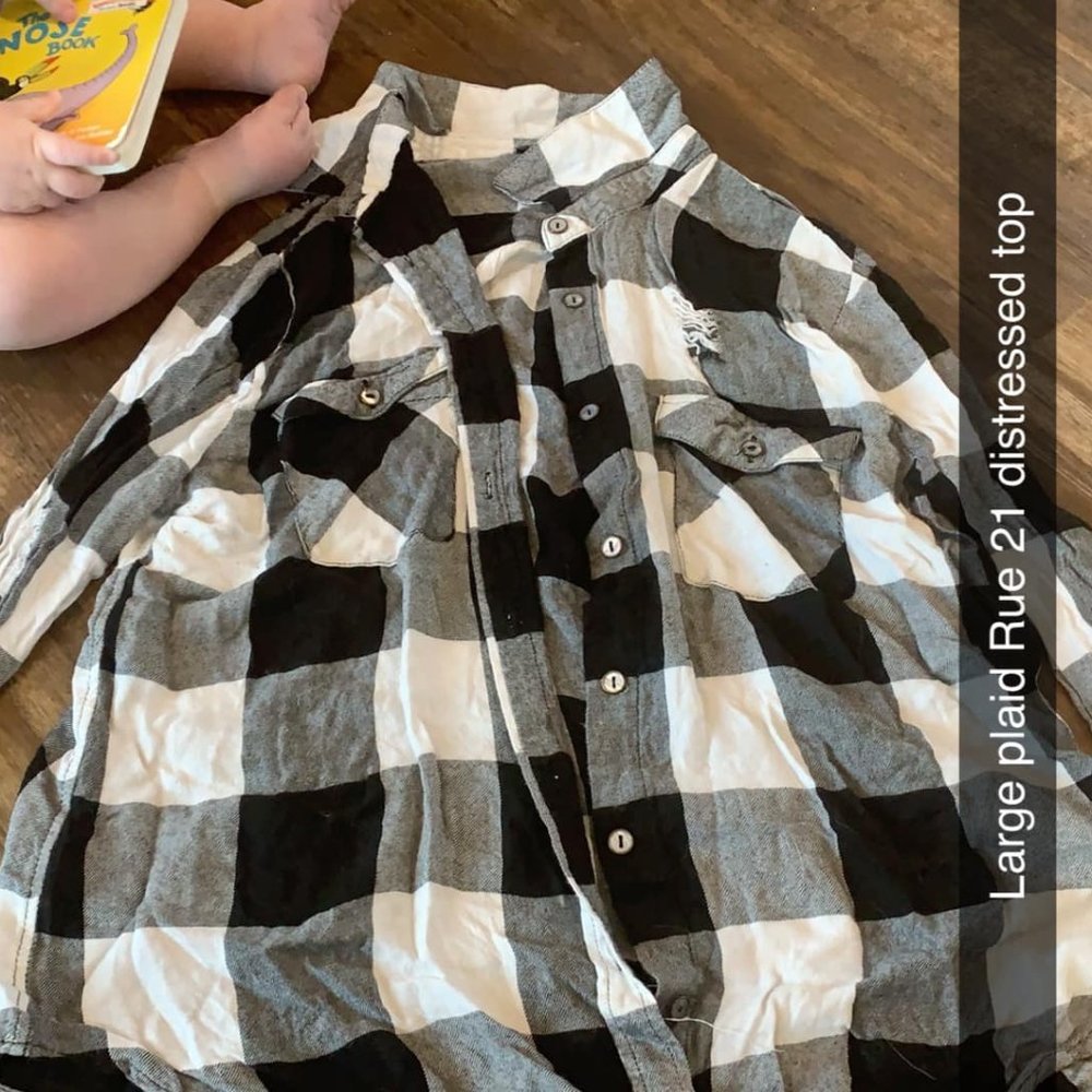 Plaid Distressed Button Up